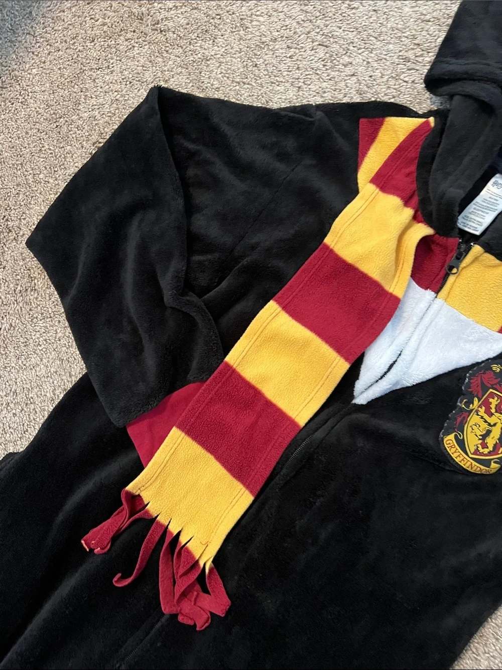 Warner Bros. Black Gryffindor Hooded One-Piece with Red & Gold Accents